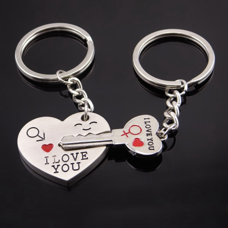 Fashion Heart Key Ring Silver Color Lovers Love Key Chain Valentine Day Gift 1 Pair Couple Keychain by bashfashion