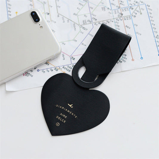 Love Shape Luggage Tag Travel Pass Name Card Tag(Black) by bashfashion