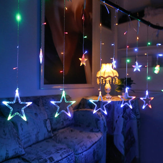 220V EU Plug LED Star Light Christmas lights Indoor/Outdoor Decorative Love Curtains Lamp For Holiday Wedding Party lighting(Colourful) by bashfashion