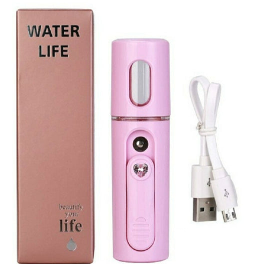 Facial Steamer Nano Steamer Handy Face Moisture Sprayer Rechargeable Mini USB Charging Automatic Alcohol Sprayer(Light purple) by bashfashion