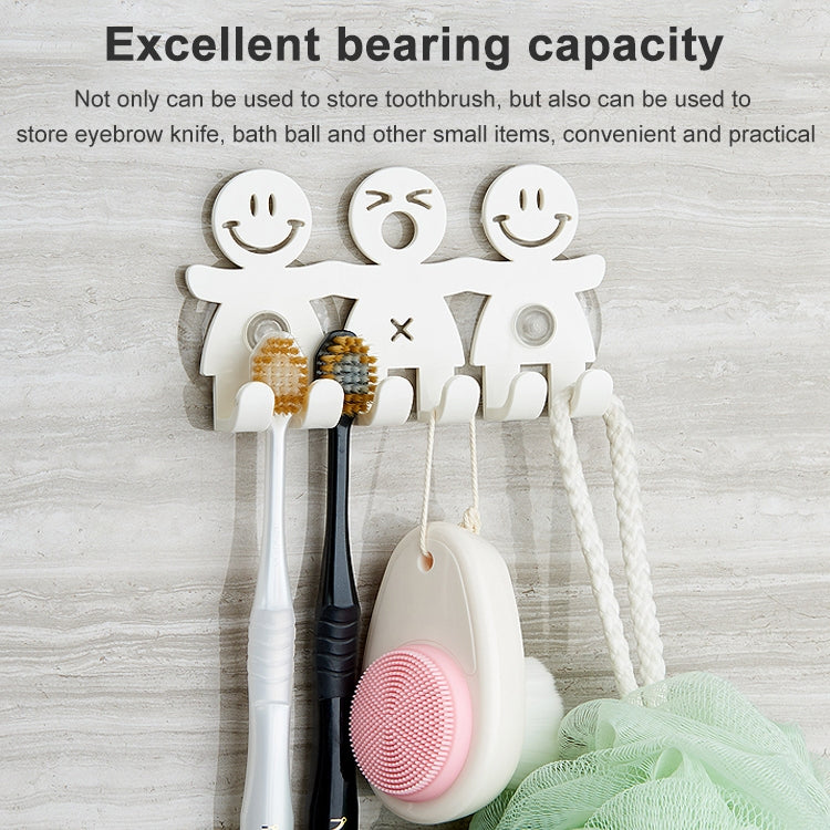 5 PCS Cute Smiley Suction Cup Hanging Toothbrush Holder Plastic Small Person Teeth Holder by bashfashion