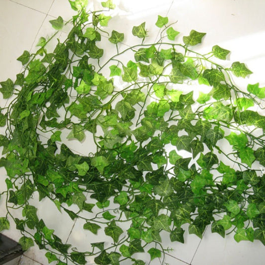 12 PCS 2.4M Artificial Ivy Green Leaf Garland Plants Vine Fake Home Decor PlasticFlower Rattan String by bashfashion