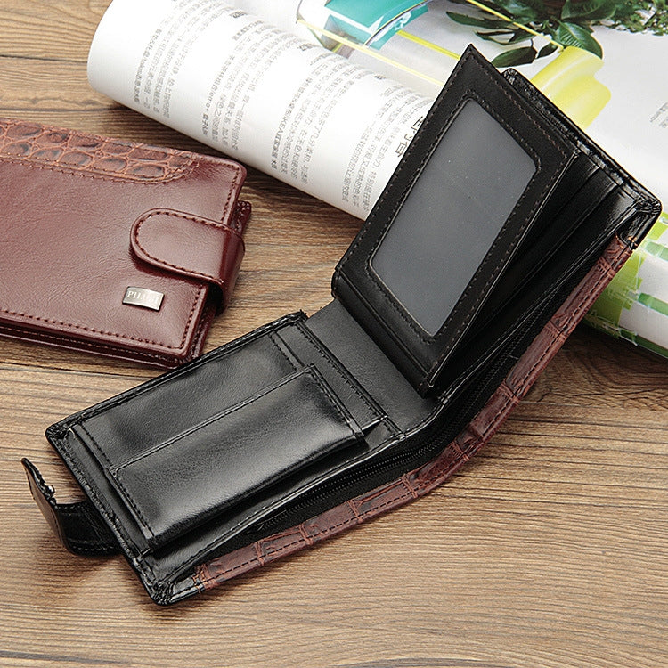 Men Vintage Leather Hasp Short Coin Pocket Purse Card Holder Wallets(Coffee) by bashfashion