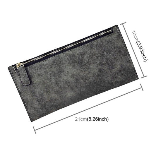 Ladies Long Wallet Simple Style Coin Purse Leather Thin Wallets(Dark Grey) by bashfashion