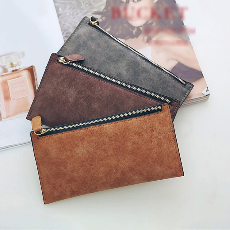 Ladies Long Wallet Simple Style Coin Purse Leather Thin Wallets(Dark Grey) by bashfashion
