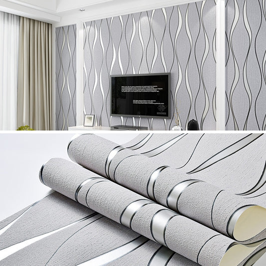 Simple 3D Water Ripple Non-woven Wallpaper Home Decoration Wall Sticker(Light Grey) by bashfashion