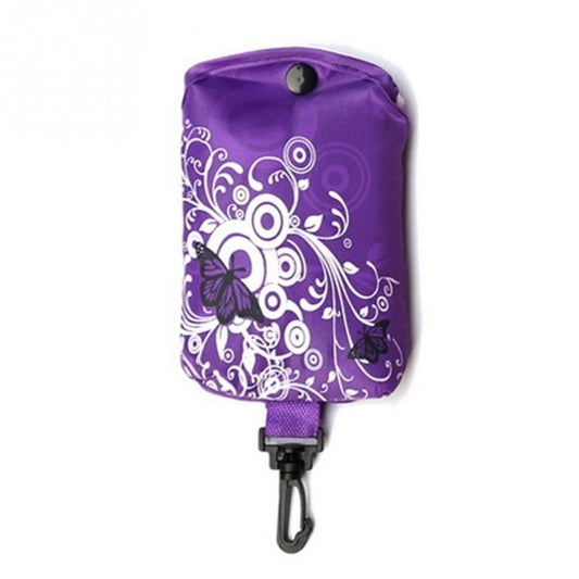 Foldable Shopping Bag Butterfly Flower Oxford Fabric Shoulder Bag Reusable Tote Bag(Purple) by bashfashion