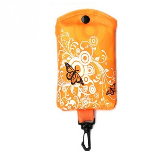 Foldable Shopping Bag Butterfly Flower Oxford Fabric Shoulder Bag Reusable Tote Bag(Orange) by bashfashion