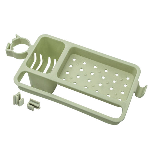 Multifunctional Bathroom Faucet Drain Rack Soap Box Rag Hook(Green) by bashfashion