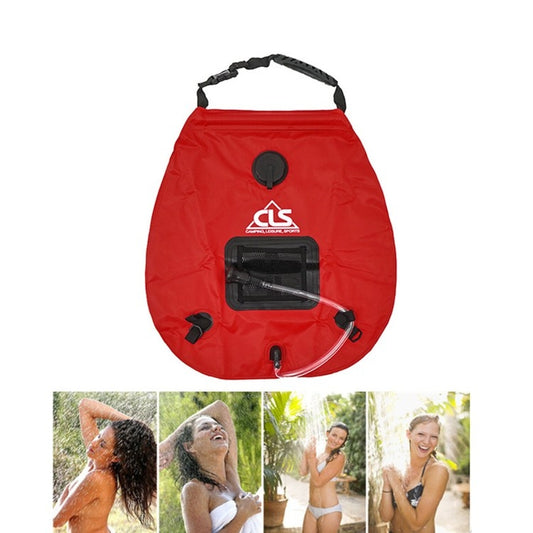 Outdoor Bathing Bag Self-driving Camping Solar Hot Water Bottle 20L Water Storage Bag(Red) by bashfashion