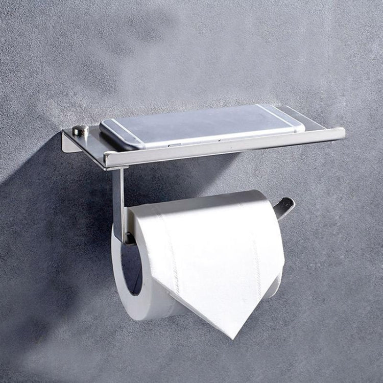 Stainless Steel Glossy Toilet Paper Holder Paper Roll Hanger With Mobile Phone Storage Shelf by bashfashion
