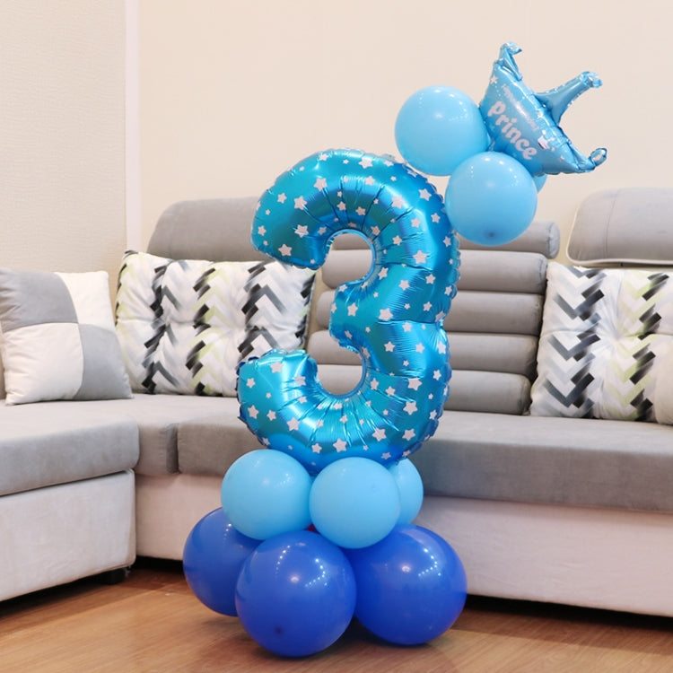 Number Foil Balloon Happy Birthday Decoration(Blue) by bashfashion