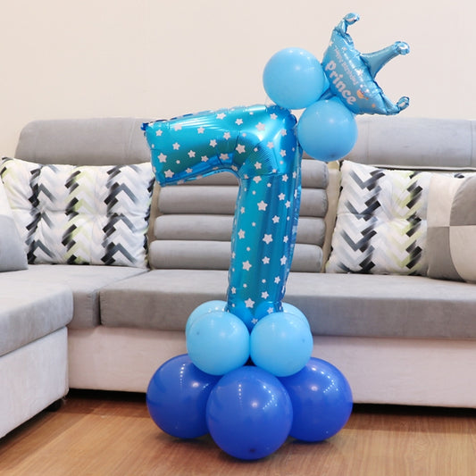 Number Foil Balloon Happy Birthday Decoration(Blue) by bashfashion