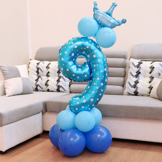 Number Foil Balloon Happy Birthday Decoration(Blue) by bashfashion