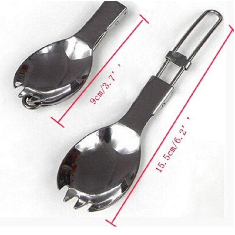 2 PCS Outdoor Camping Hiking Stainless Steel Metal Fork Spoon Tableware Cookout Picnic Folding Spork by bashfashion
