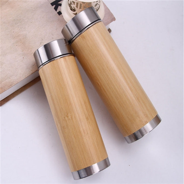 Creative Bamboo Thermos Bottle Stainless Steel Vacuum Flask, Capacity:450ml, Style: Stainless Steel by bashfashion