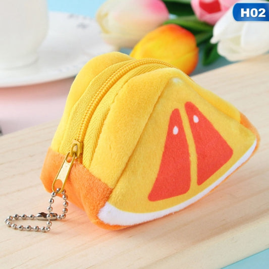 Cute Fruit Wallet Gift Plush Coin Purse Female Bag(orange) by bashfashion