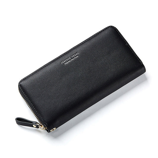 Women Long Clutch Wallet Large Capacity Wallets Female Purse Phone Pocket Card Holder(Black) by bashfashion