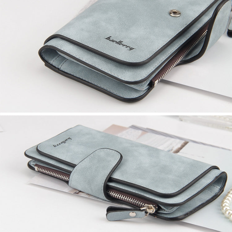 Women Scrub Leather Lady Purses Clutch Long Female Wallet(Light Gray) by bashfashion
