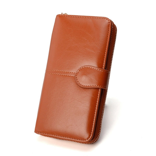 Multifunction Zipper Women Leather Wallet Long Trifold Coin Purse Card Holder Clutch(Brown) by bashfashion