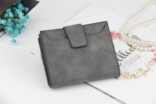 Leather Women Hasp Small Slim Coin Pocket Purse Cards Holders Wallet(Dark Gray) by bashfashion
