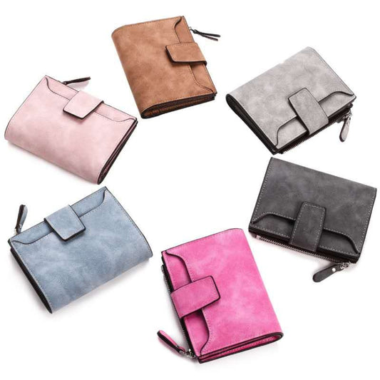 Leather Women Hasp Small Slim Coin Pocket Purse Cards Holders Wallet(Pink) by bashfashion