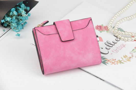 Leather Women Hasp Small Slim Coin Pocket Purse Cards Holders Wallet(Rose Red) by bashfashion