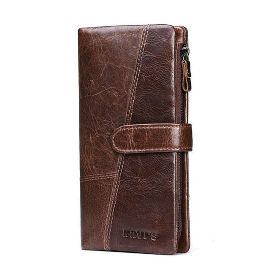 KAVIS Genuine Leather Women Wallet Long Clutch Zipper Coin Purse(Brown) by bashfashion