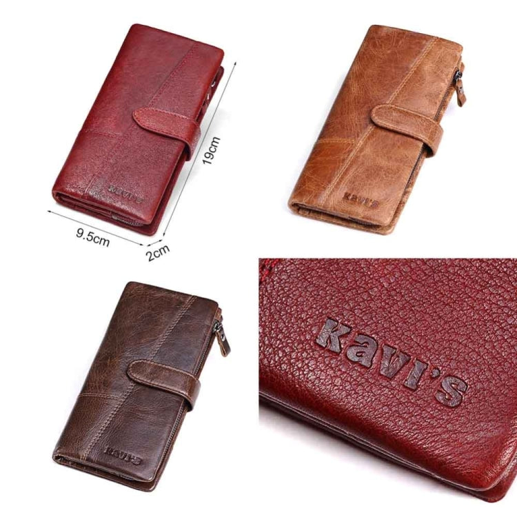 KAVIS Genuine Leather Women Wallet Long Clutch Zipper Coin Purse(Brown) by bashfashion