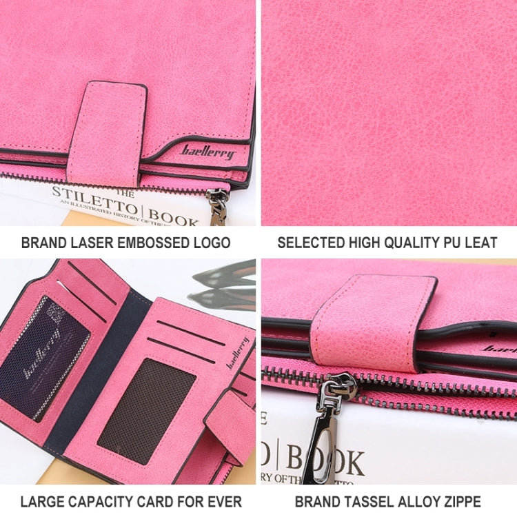 Women Vintage Fashion Short Leather Zipper Wallet Coin Pocket(Pink) by bashfashion