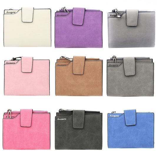 Women Vintage Fashion Short Leather Zipper Wallet Coin Pocket(Light Grey) by bashfashion