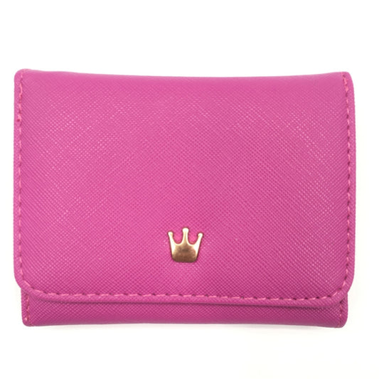 Short Mini Women Wallets Crown Decorated Fold PU Leather Coin Purse Card Holder(Deep Purple) by bashfashion