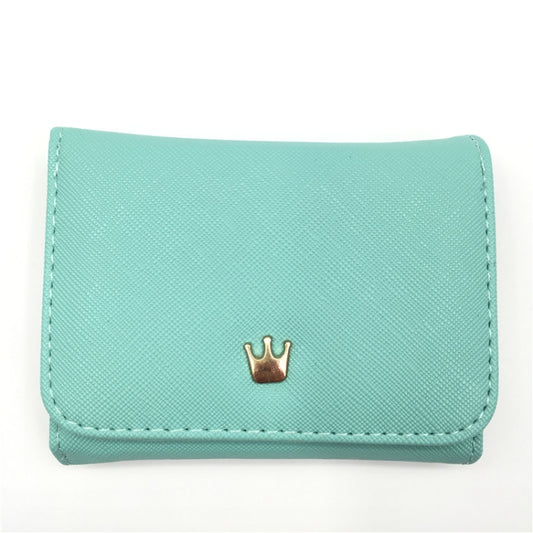 Short Mini Women Wallets Crown Decorated Fold PU Leather Coin Purse Card Holder(Light Green) by bashfashion