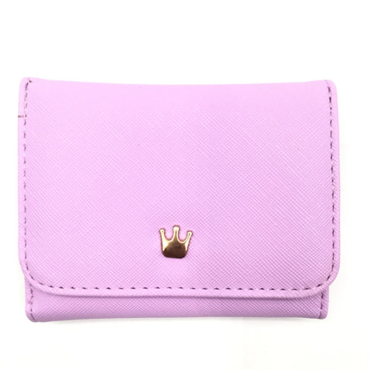 Short Mini Women Wallets Crown Decorated Fold PU Leather Coin Purse Card Holder(Purple) by bashfashion