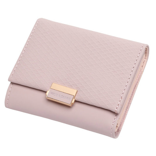 Luxury Wallet Female Leather Women Leather Purse Plaid Wallet Ladies Hot Change Card Holder Coin Small Purses for Girls(Pink) by bashfashion
