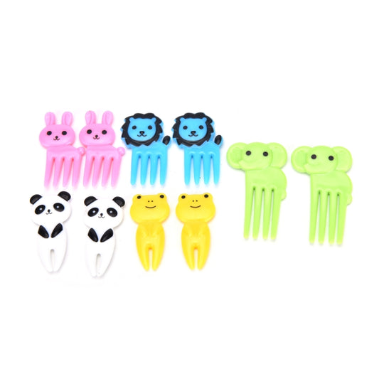 5 Sets 10 in 1 Creative Cartoon Animal Plastic Children Fruit Fork Bento Decoration Toothpick(G222) by bashfashion