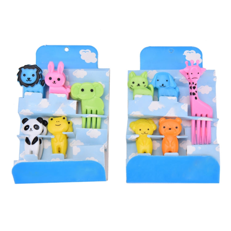 5 Sets 10 in 1 Creative Cartoon Animal Plastic Children Fruit Fork Bento Decoration Toothpick(G222) by bashfashion