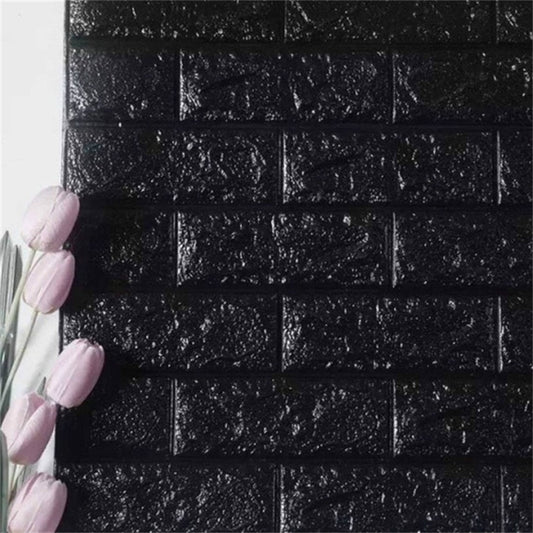 2 PCS Self Adhesive Waterproof TV Background Brick Wallpapers 3D Wall Sticker Living Room Wallpaper Mural Bedroom Decorative Stickers, Dimensions:70cm x 77cm(Black) by bashfashion