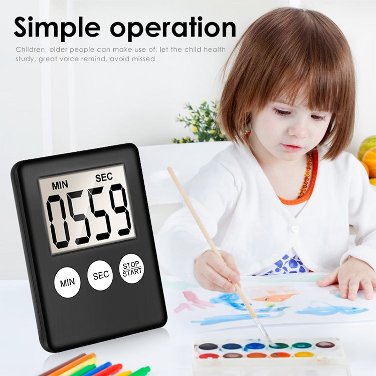 Super Thin LCD Digital Screen Kitchen Timer Cooking Count Up Countdown Alarm Magnet Clock(White) by bashfashion