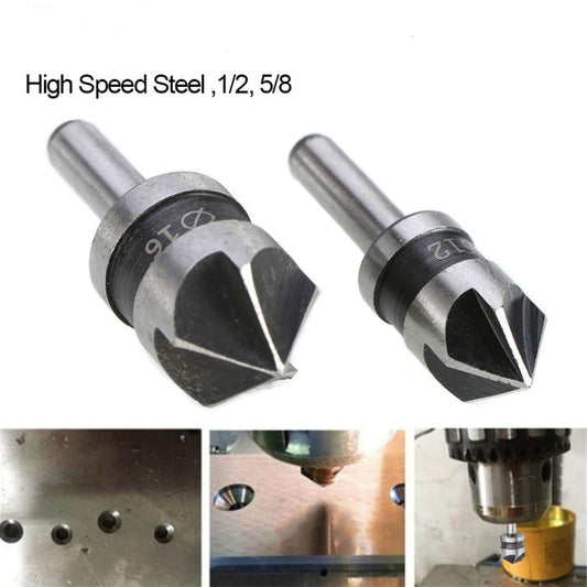 2 In 1 Round Handle 5 Blade Chamfering Woodworking Countersunk Drill Cone Drill by bashfashion