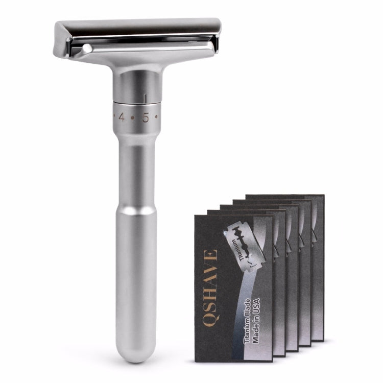 Adjustable Safety Razor Double Edge Classic Mens Shaving Hair Removal Shaver with 5 Blades(Silver Gray) by bashfashion