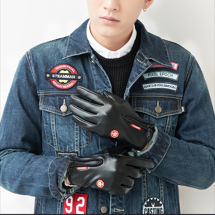 Cycling Gloves Full Finger Neoprene PU Breathable Leather Warm Winter Outdoor Sports Gloves(Black) by bashfashion