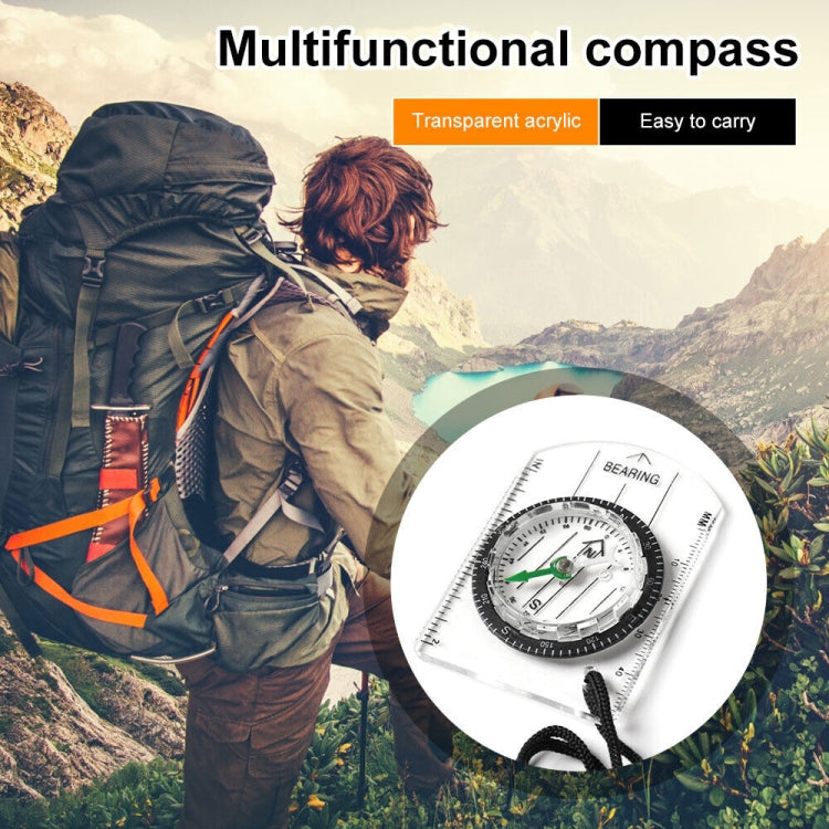 Professional Mini Compass Map Scale Ruler Multifunctional Equipment Outdoor Hiking Camping Survival by bashfashion