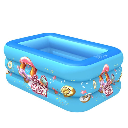 Household Indoor and Outdoor Ice Cream Pattern Children Square Inflatable Swimming Pool, Size:180 x 130 x 55cm, Color:Blue by bashfashion