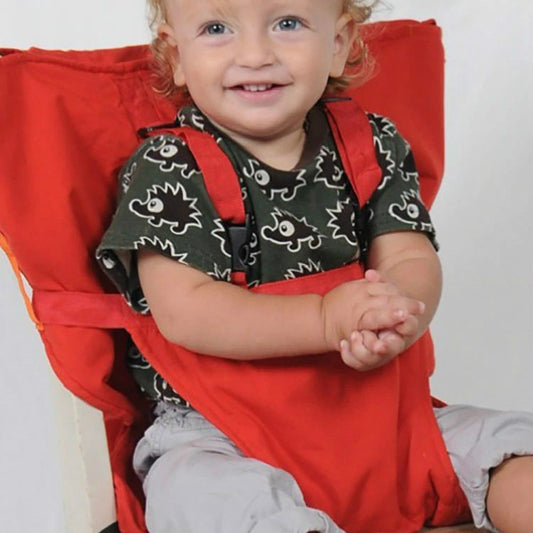 Baby Portable Seat Kids Chair Travel Foldable Washable Infant Dining Seat Cover Safety Belt(Red) by bashfashion