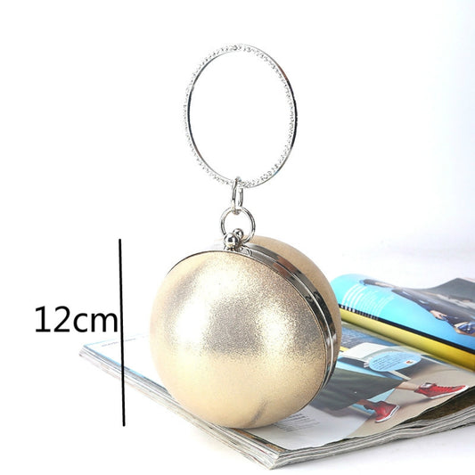 Spherical Dinner Bag Simple Personality Round Ball Evening Bag Ladies Pu Banquet Bag Makeup Clutch Bag(Gold) by bashfashion