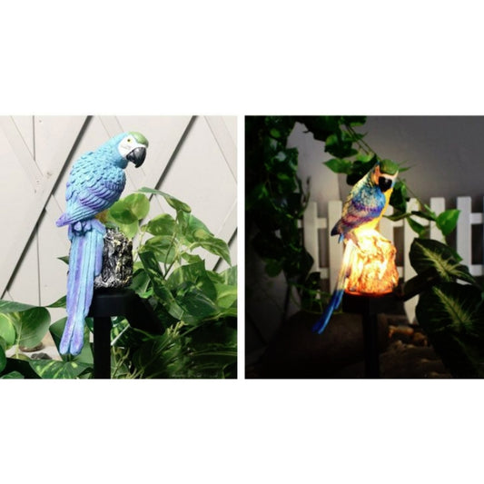 Solar Lawn Lamp Resin Craft Parrot Garden Courtyard Lamp(Blue) by bashfashion