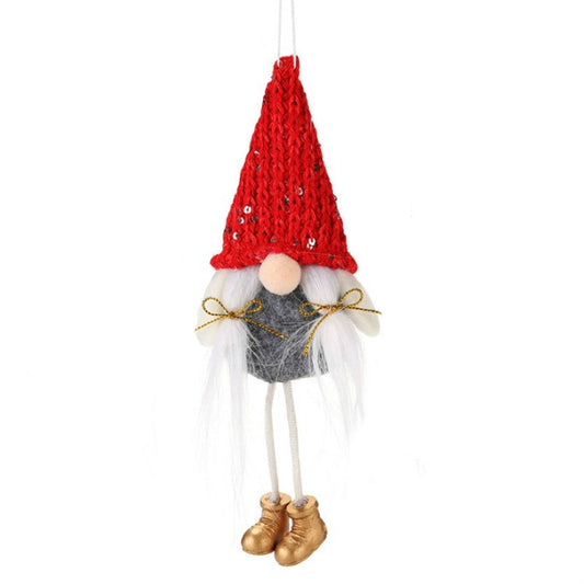 Christmas Celebration Decorations Sequins Faceless Doll Hanging Pendant(Red) by bashfashion