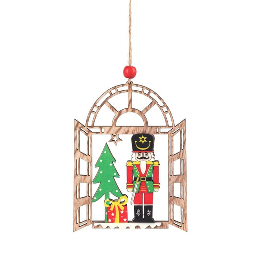Christmas Decorations Walnut Soldiers Wooden Shopping Mall Hotel Window Scene Decoration Christmas Tree Pendant(A) by bashfashion
