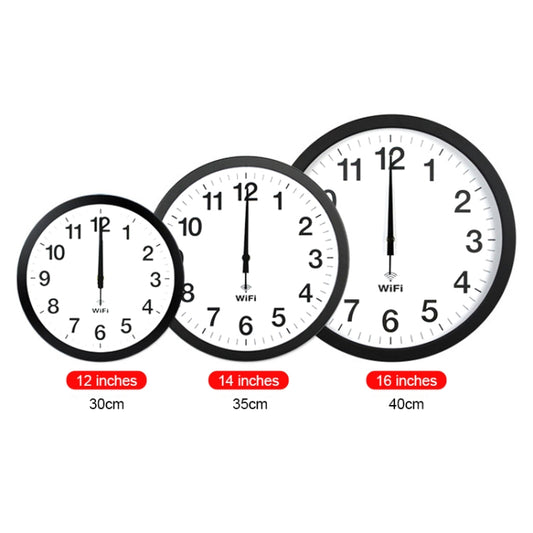 Smart Network Automatic Time Synchronization Wifi Wall Clock Modern Minimalist Silent Living Room Clock, Size:14 inch(Black) by bashfashion